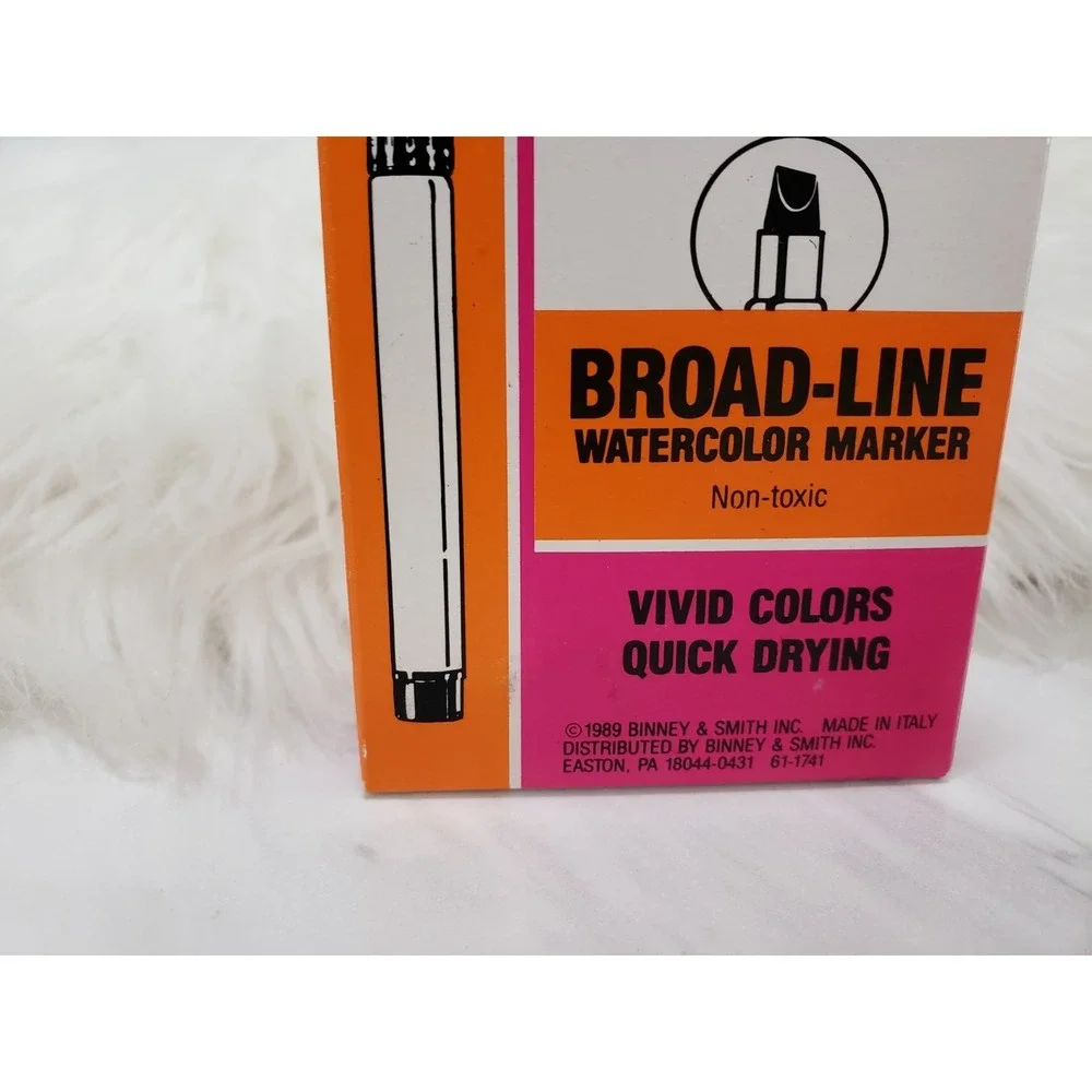 BLUE 12 Vintage MAGIC MARKER Box Of 12‎ Watercolor Broad Line Liquid Crayons